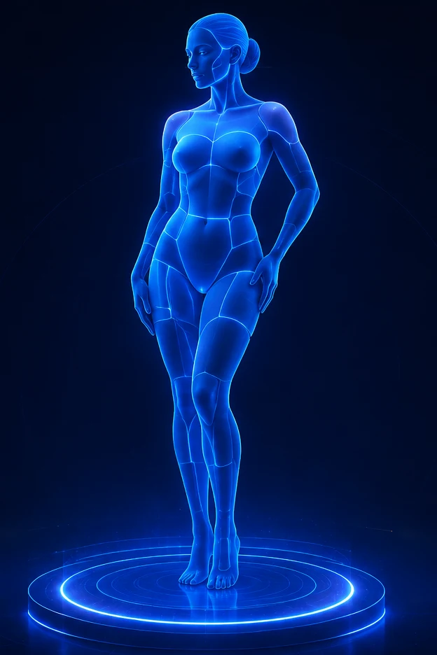 Holographic figure, front view